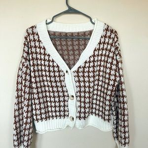 Orange and White Patterned Sweater